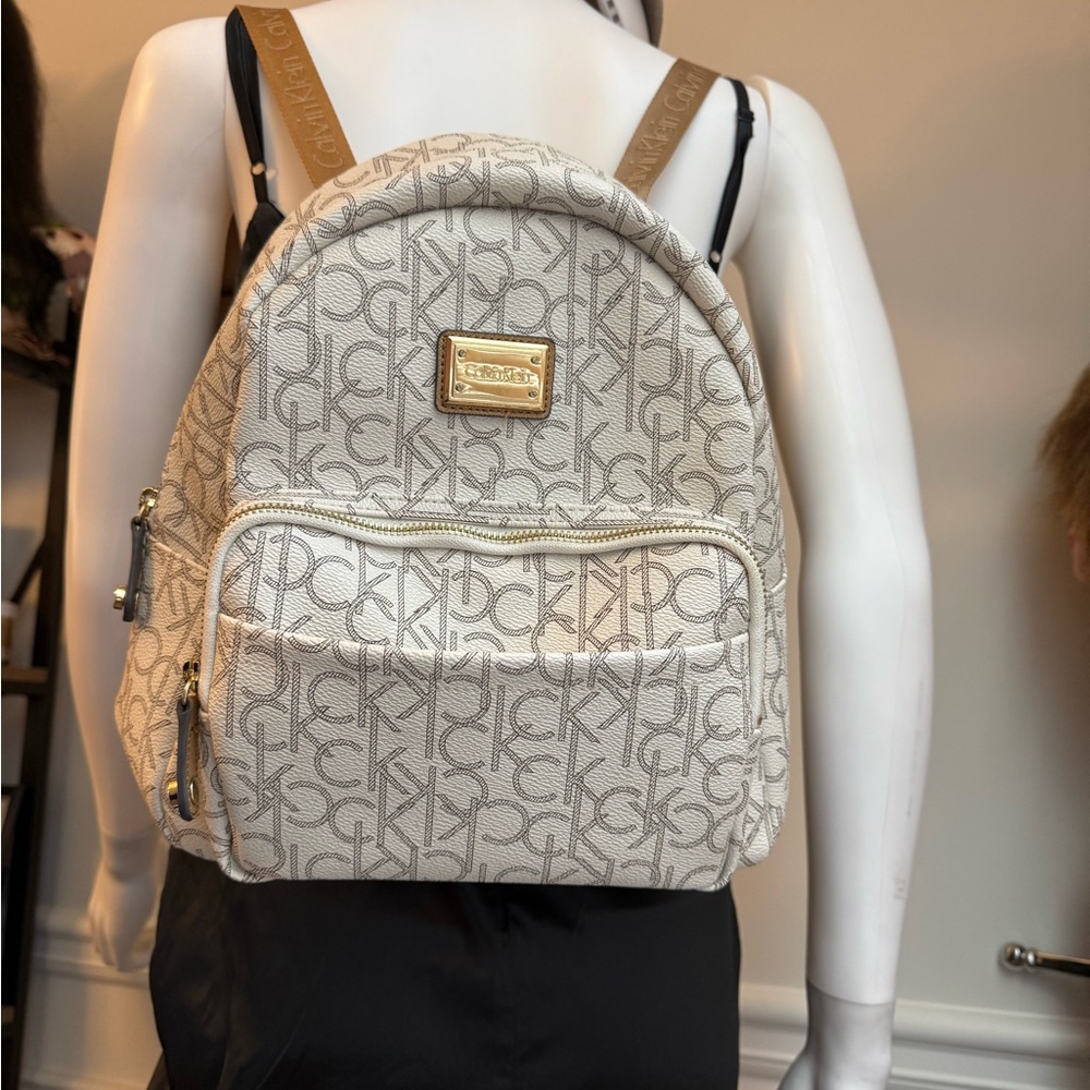 Calvin Klein Monogram Cream Backpack